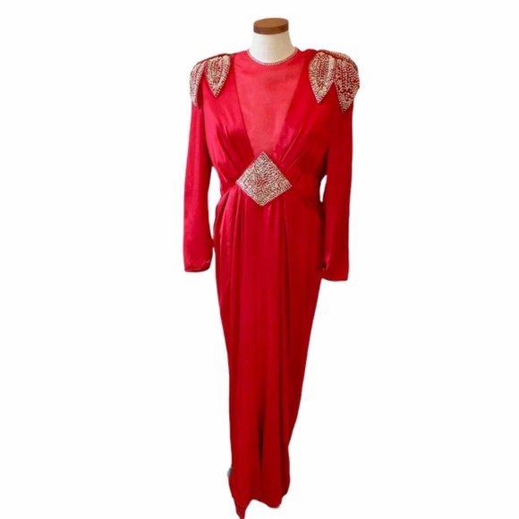 Vintage Rose Taft for Couture Fashion Red Gown Sz 8